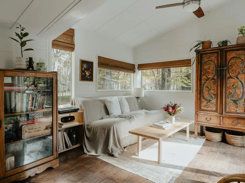 Living room with large windows