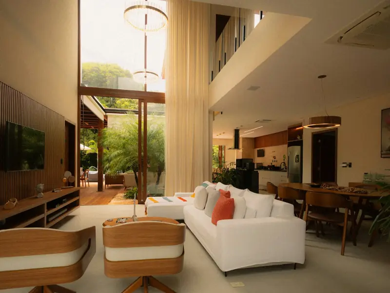 Open living space with tall windows